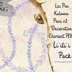 Couronne de fleurs Lei, violet v2 Hawaii fleur PNG élément décoratif, décoration florale Design téléchargement immédiat, Li'ili'i Pack