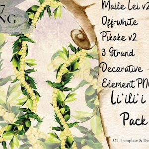 Maile Pikake 3 Strand Lei Flower PNG Decorative Element, Instant Download