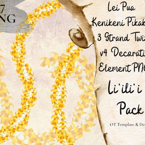Puakenikeni Pikake 3 Strand Twist Lei, Hawaii Flower PNG Decorative Element, Floral Decoration Design Instant Download, Li&#39;ili&#39;i Pack - v4