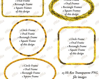 Yellow Lei Hulu Kamoe Hawaiian PNG Frame Bundle, Digital Instant