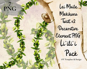Maile Mokihana Twist Lei , Hawaii Flower PNG Decorative Element, Floral Decoration Design Instant Download, Li'ili'i Pack - v2