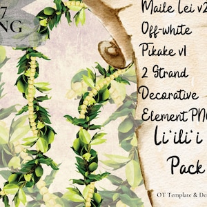 Maile Pikake 2 Strand Lei Flower PNG Decorative Element, Instant Download