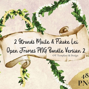 Maile & Pīkake Lei 2 fios Open Frames PNG Bundle Versão 2, Download Digital Instantâneo
