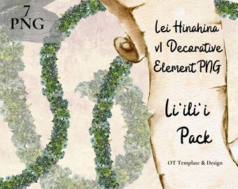 ヒナヒナレイ、ハワイの花PNG装飾要素、花の装飾デザイン、即時ダウンロード、Li'ili'iパック