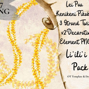 Puakenikeni Pikake 3 Strand Twist Lei, Hawaii Flower PNG Decorative Element, Floral Decoration Design Instant Download, Li&#39;ili&#39;i Pack - v2
