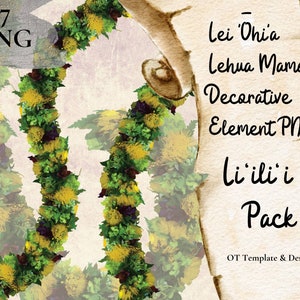 Elemento decorativo amarillo Ohia Lehua Lei PNG, paquete Liilii, diseño de decoración Lei hawaiano, remolino de flores tropicales, clipart, descarga digital