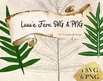 ラウエ・モナーク・ファーン SVG & PNG ファイル、ハワイの自然クリップアートバンドル、デジタルインスタントダウンロード