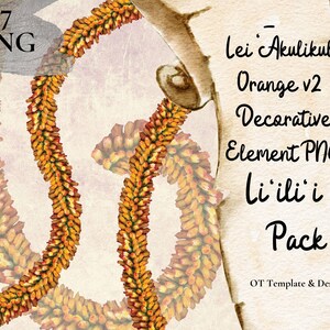 Akulikuli Lei, Orange v2 Hawaii Flower PNG Decorative Element, Floral Decoration Design Instant Download, Li&#39;ili&#39;i Pack
