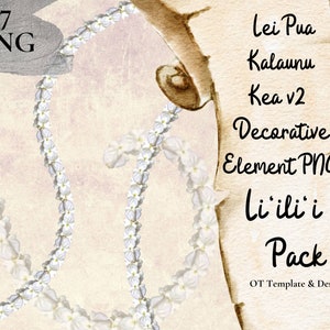 Lei de fleurs couronne, blanc v2 Hawaii fleur PNG élément décoratif, décoration florale Design téléchargement immédiat, Pack Li'ili'i