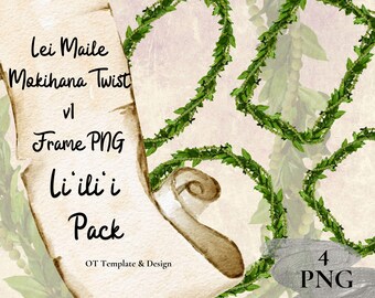 Maile Mokihana Twist Lei , Hawaiian Flower Border PNG Bundle, Tropical Clipart Sublimation Design, Instant Download Li'ili'i Pack - v1