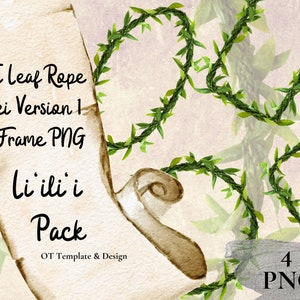 Ti Leaf Rope Lei Frame PNG v1 Liilii Pack Hawaiian Flower Border Tropical Clipart Sublimation Design Digital Floral Art Instant Download