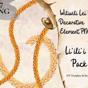 Collier Wiliwili v1 PNG élément décoratif Liilii Pack Lei hawaïen décoration Design tourbillon fleur tropicale des cliparts Téléchargement instantané numérique