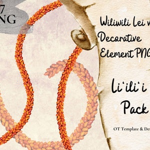 Collier Wiliwili v2 PNG élément décoratif Liilii Pack Lei hawaïen décoration Design tourbillon fleur tropicale des cliparts Téléchargement instantané numérique