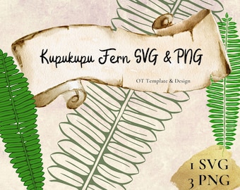 Kupukupu Farn, Boston Farn, Schwert Farn SVG Schnitt Datei, PNG Dateien, Digital Sofort Download