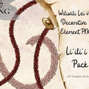 Collier Wiliwili v3 PNG élément décoratif Liilii Pack Lei hawaïen décoration Design tourbillon fleur tropicale des cliparts Téléchargement instantané numérique