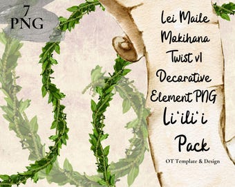 Maile Mokihana Twist Lei , Hawaii Flower PNG Decorative Element, Floral Decoration Design Instant Download, Li'ili'i Pack - v1