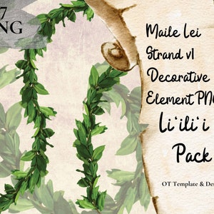 Maile Lei Strand v1 PNG Dekoratives Element Liilii Pack Hawaiianische Lei Dekoration Design Swirl Tropische Blume Clipart Digital Instant Download