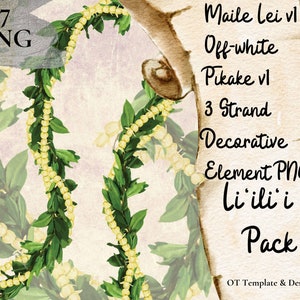 Pikake Maile 3 Strand Lei Flower PNG Decorative Element, Instant Download
