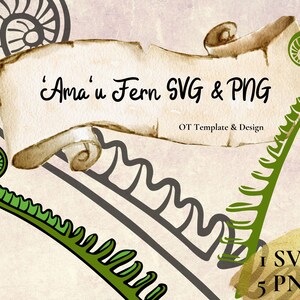 Amau fougère SVG coupe fichier râpe fougère PNG Clipart hawaïenne verte jeune plante tropicale Sublimation conception pour découper la Machine numérique téléchargement immédiat