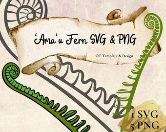 Amau Farn SVG Schnittdatei Raspel Farn PNG Clipart Hawaiianische Tropische Pflanze Sublimationsdesign für Cut Machine Digital Sofort Download