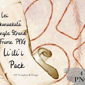 Kukunaokala Single Strand Lei, Hawaiian Flower Borders PNG Bundle, Instant Download