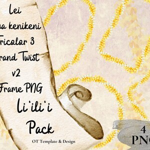 Puakenikeni Tricolor Twist Lei, Hawaiian Flower Border PNG Bundle, Tropical Clipart Sublimation Design, Instant Download Li&#39;ili&#39;i Pack - v2