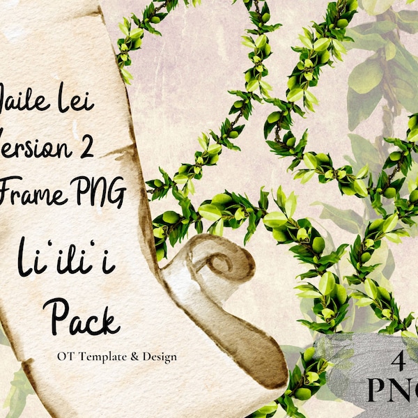 Maile Lei Frame PNG v2 Liilii Pack Hawaiian Flower Border Tropical Clipart Sublimation Design Digital Floral Art Instant Download