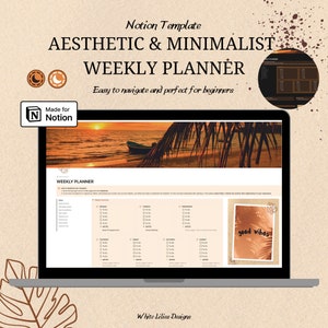 Notion Template, Weekly Notion Planner, Notion Life Planner, Digital Planner, Dark and Light Mode, Minimalist Weekly Planner