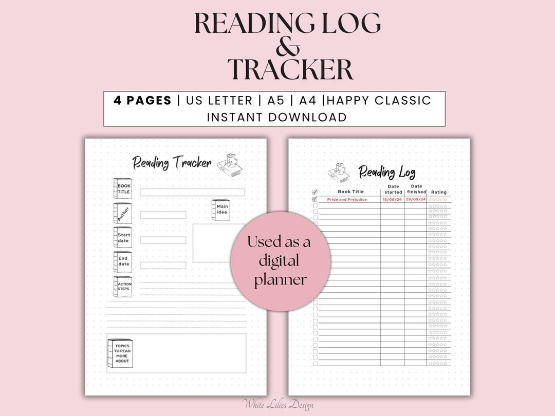Printable Reading Log & Book Tracker (digital Download) - Etsy