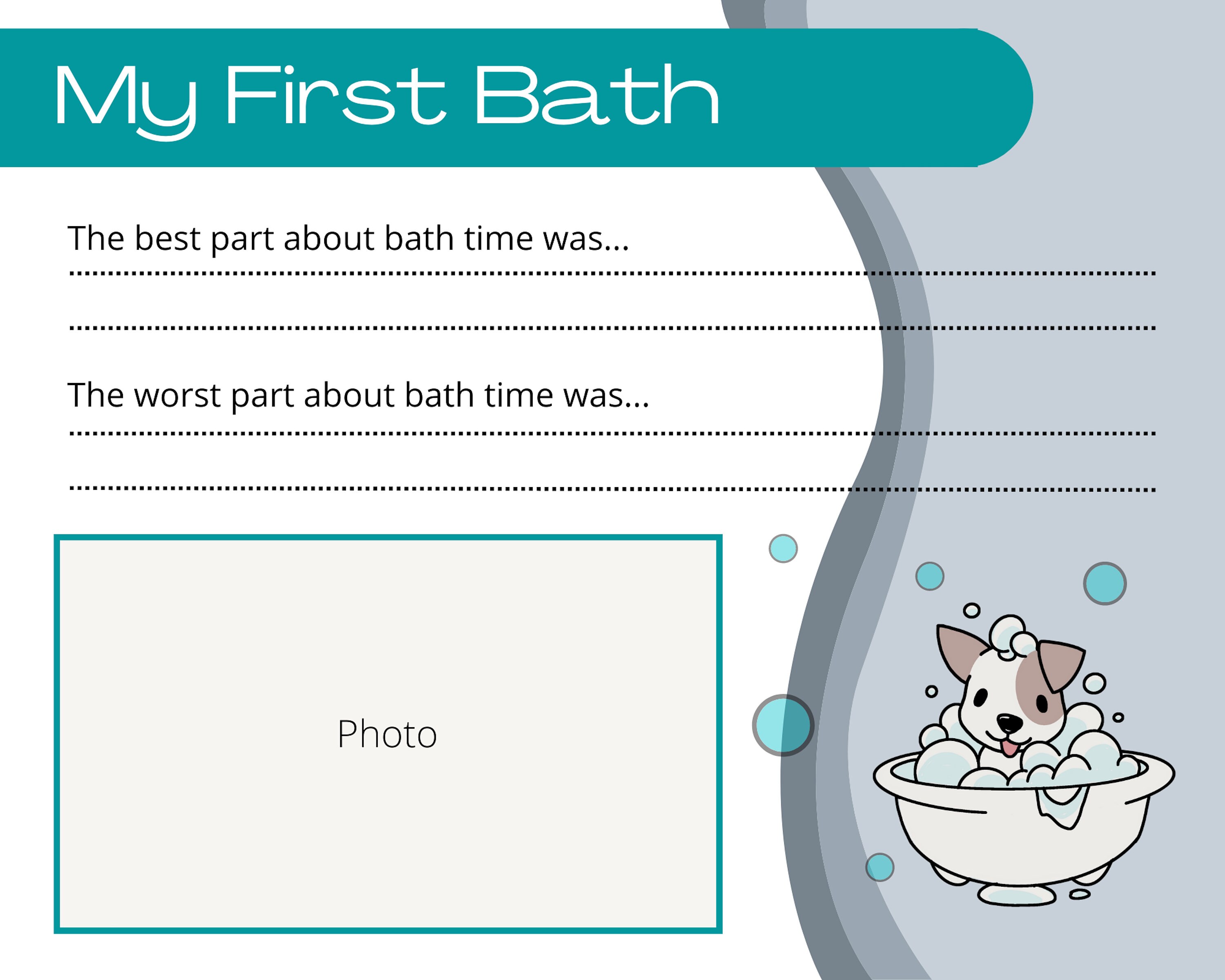 Scrapbooking Memory Page for Your Dog's First Bath. Dog, First Bath