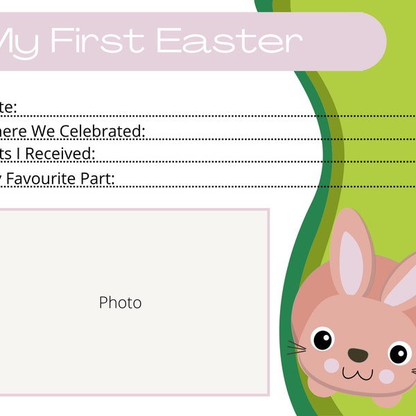 Scrapbooking Memory Page for dog's first Easter. Dog, Easter, bunny, memory, memory book, scrapbook, baby book, journal, journaling