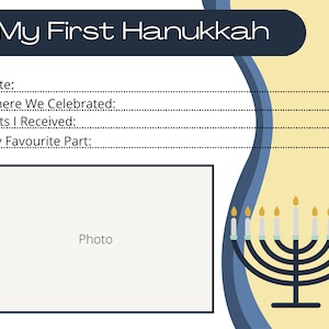 Scrapbooking Memory Page pour le premier Hanoukka du chien. Chien, hanoukka, menorah, mémoire, livre de souvenirs, album, livre de bébé, journal, journal