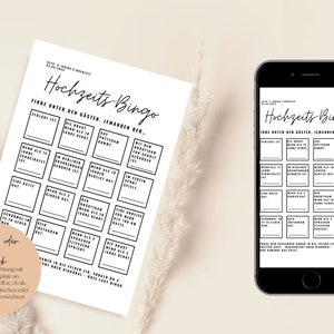 Hochzeitsbingo zum Ausfüllen I Gästebuch I Hochzeit Gastkarte I Spiel Hochzeit I Gästekarte I "Finde den Gast" Spielkarte - Canva Vorlage A5