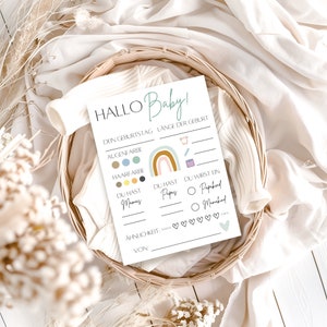 Tarjetas de invitados para baby shower I cápsula del tiempo I naipes de baby shower, tarjeta de propinas, tarjeta de relleno I regalo de bebé para niñas y niños -Plantilla Canva A6