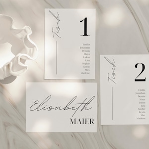 Hochzeit Sitzplan + Namensschild Set I Bundle I minimalistische Platzkarte I Sitzordnung I Namenskarte I Hochzeitspapeterie - Canva Template