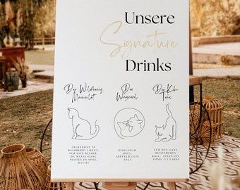 Getränkekarte Hochzeit DIY I Signature Drinks Karte I individuelle Hochzeitsgetränke I personalisierte Hochzeitsdeko - Canva Template