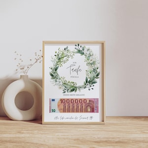 Geldgeschenk Taufe I Poster Konfirmation Kommunion I erste Millionen | Geschenkidee Verpackung Geld I Wandbild I Wandposter - Canva Template