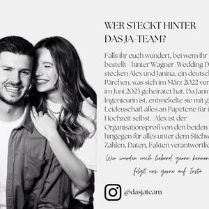 Vorstellung des Hochzeit-Design-Teams Das Ja-Team – Alex und Janina, Designer-Paar hinter den Canva Vorlagen für moderne Hochzeits­papeterie