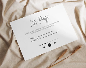 Wedding Music Request Card – Personalized Song Request Card for DJ & Party, Modern Wedding Game – Canva Template
