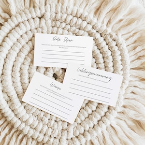 Tarjetas de invitados de boda I Boda cápsula del tiempo I Tarjetas para rellenar I Tarjetas de libro de visitas I Archivar ideas, deseos y recuerdos - Plantilla Canva