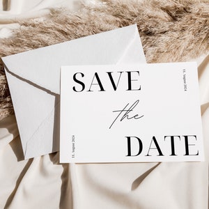 Save The Date Vorlage I Hochzeitseinladung I Karte Hochzeitsdatum I Minimalistische Einladung I Hochzeitspapeterie - Canva Template A6