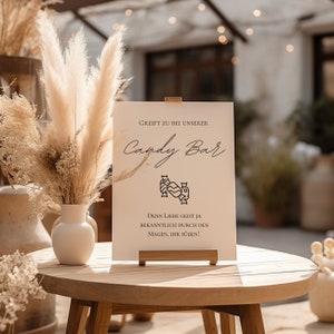 Wedding Candy Bar Sign I Candy Bar Stand I Information Sign I Wedding Sign I Wedding Stationery DIY - Canva Template A4