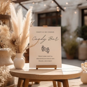 Wedding Candy Bar Sign I Candy Bar Stand I Information Sign I Wedding Sign I Wedding Stationery DIY - Canva Template