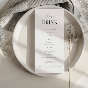 Getränkekarte Vorlage I Getränkemenü I Hochzeitspapeterie I personalisierte Hochzeitsdeko I DIY Hochzeit Getränke Vorlage - Canva Vorlage