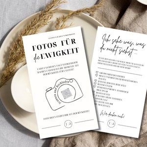 Modello per gioco di matrimonio I Caccia al tesoro con foto I Gioco fotografico per matrimonio I Biglietti per il libro degli ospiti Matrimonio I Capsula del tempo I Gioco per conoscerti - Modello Canva