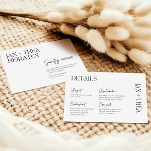 Hochzeitseinladung minimalistisch I Save the Date Karte I Einladung I Hochzeit Papeterie I personalisierte Hochzeitsdeko - Canva Template A5