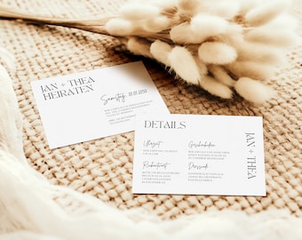 Minimalist wedding invitation - Modern save the date card & wedding stationery - Customizable invitation - Canva template A5