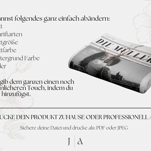 Gefaltete Hochzeitszeitung als kreative Erinnerung oder Geschenk für Gäste – personalisierbare Vorlage mit Titelblatt und Artikeln.