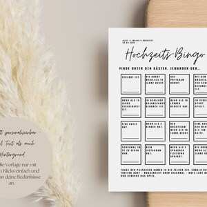 Hochzeitsbingo zum Ausfüllen I Gästebuch I Hochzeit Gastkarte I Spiel Hochzeit I Gästekarte I "Finde den Gast" Spielkarte - Canva Vorlage A5