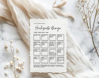 Wedding Bingo to fill out | Guest book | Wedding guest card | Wedding game | Guest card | "Find the guest" game card - Canva template A5